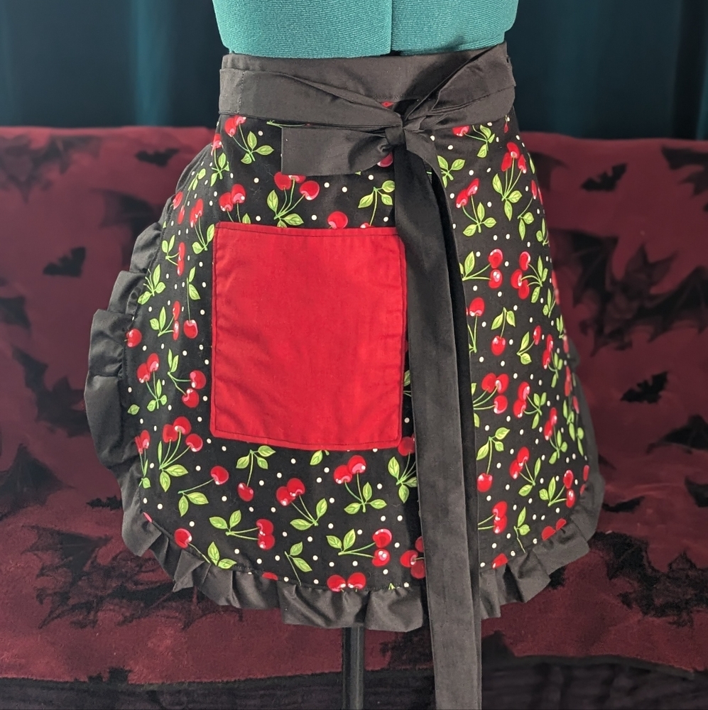 Retro Mini Half Apron - Cherry Bomb